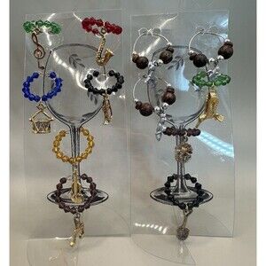 New Wine Glass Charms Lot of 12 Music Nature Garden Theme Drink Markers Beads